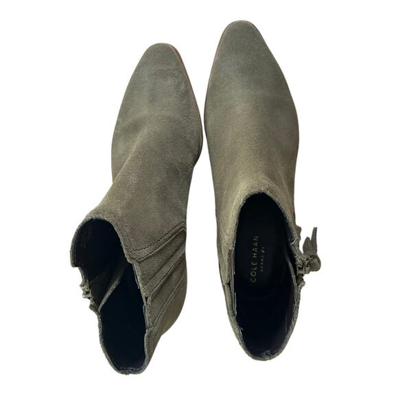 Cole Haan Hadlyn NWOT Women's Green Suede Ankle Boots Booties Side ZIp Size 8 B - Picture 6 of 7